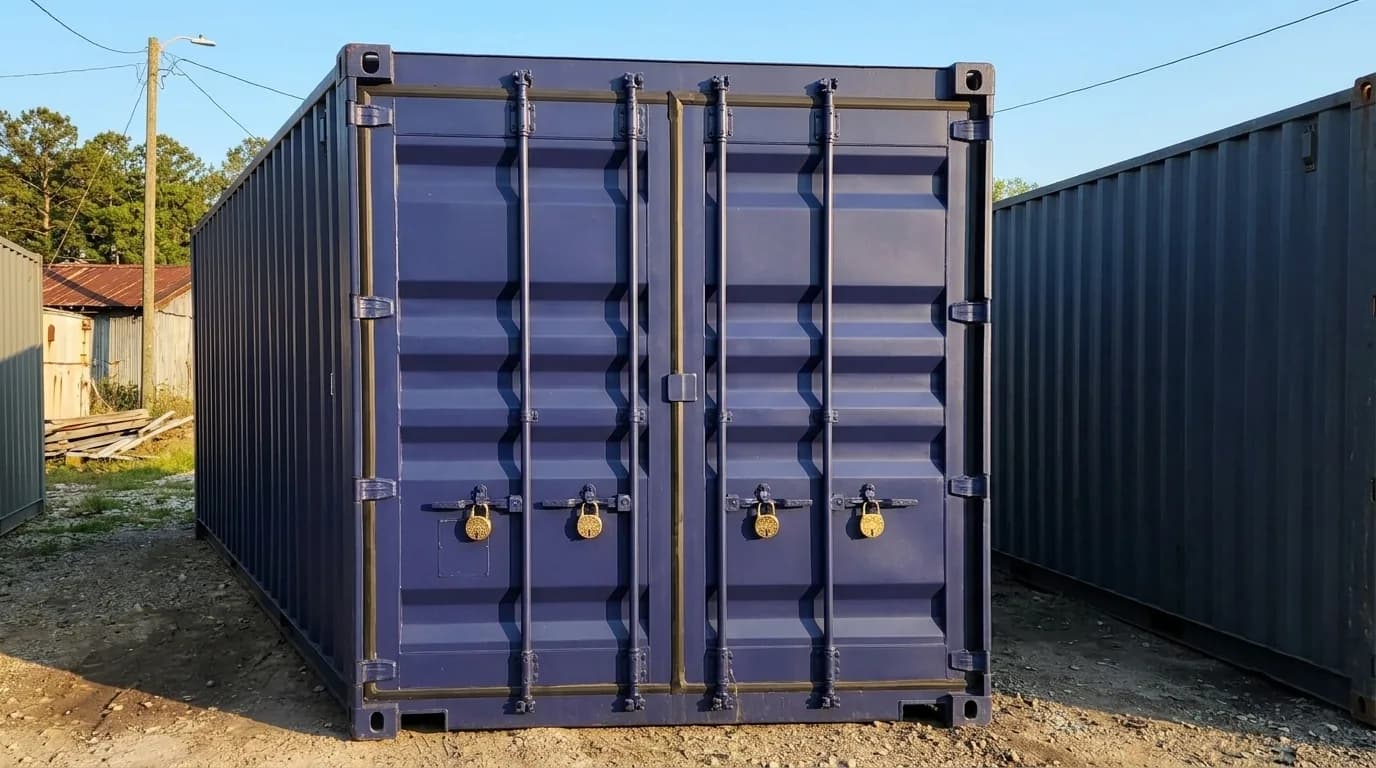 20ft shipping container with lockbox and cargo doors by Porta Cabin Systems