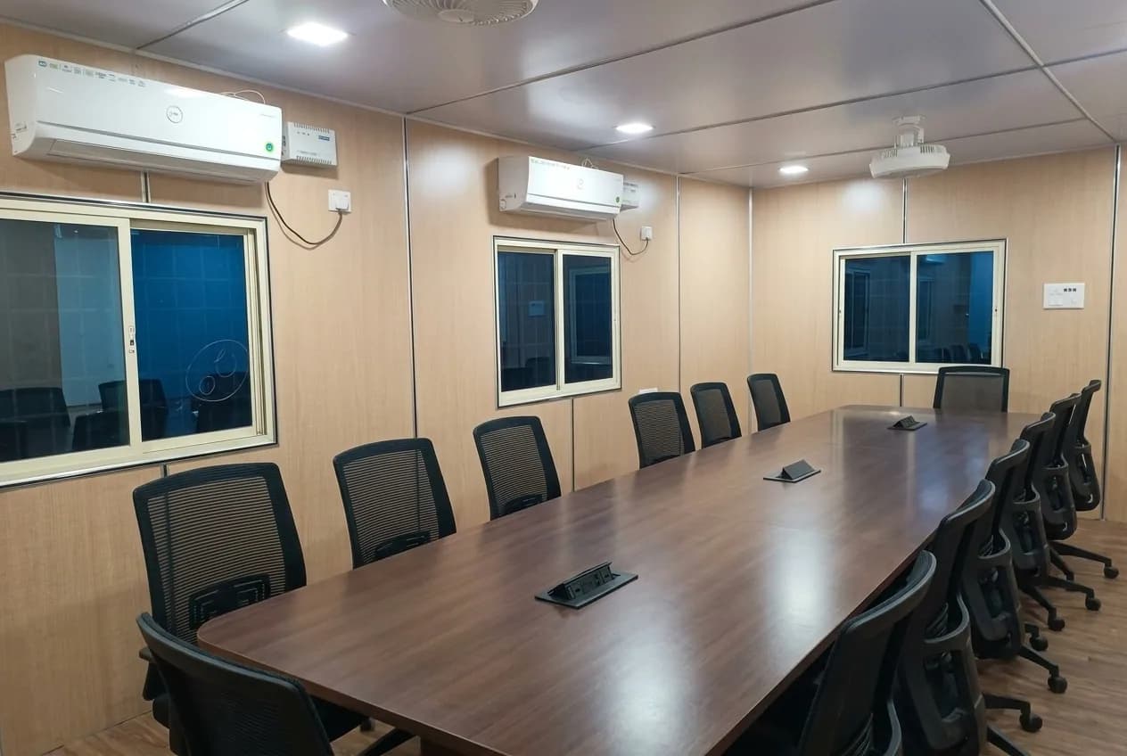 Conference room inside a large prefabricated project office