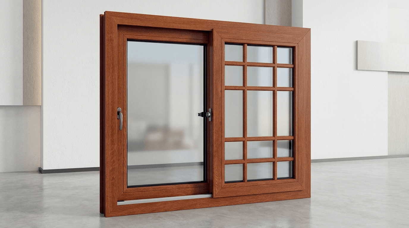 Woodgrain laminated uPVC door and window combination frame