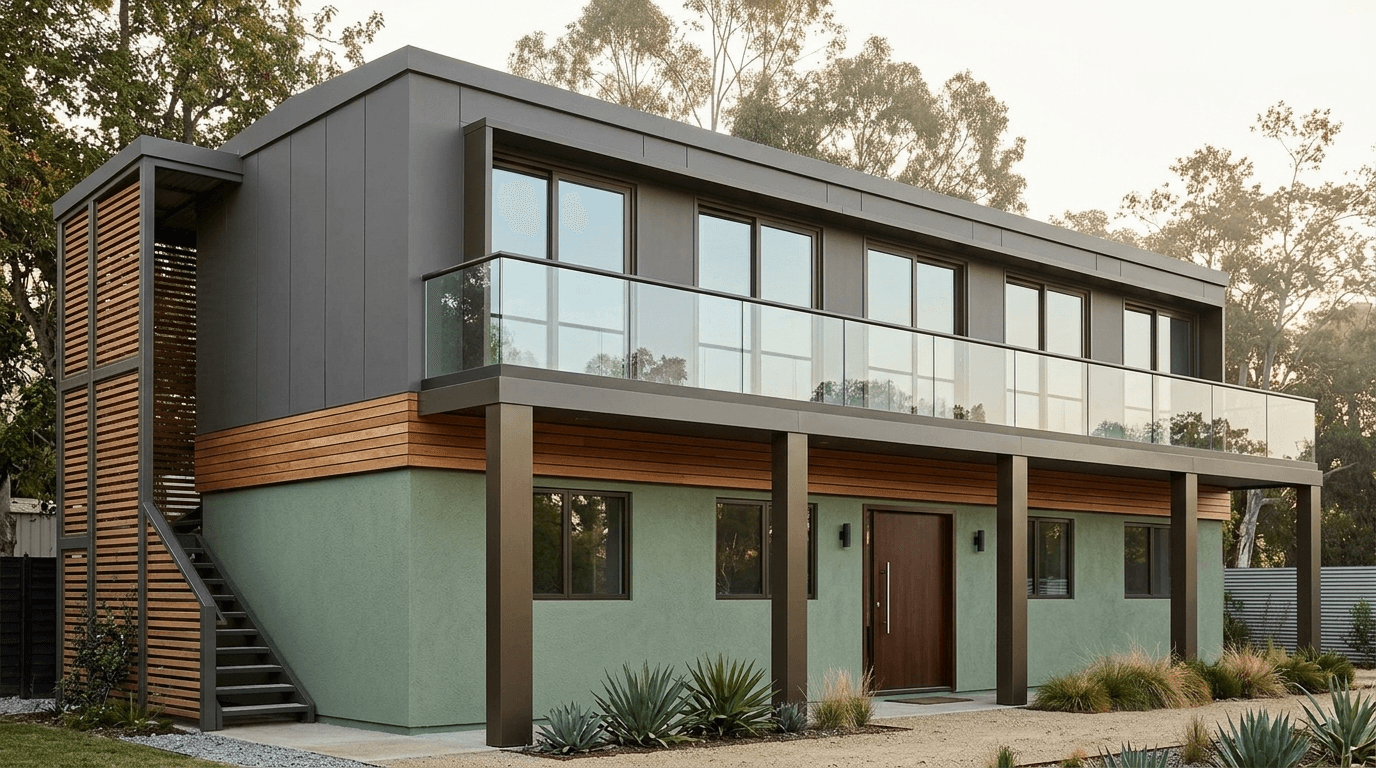 Double-storey modular office building assembled from prefab modules by Porta Cabin Systems