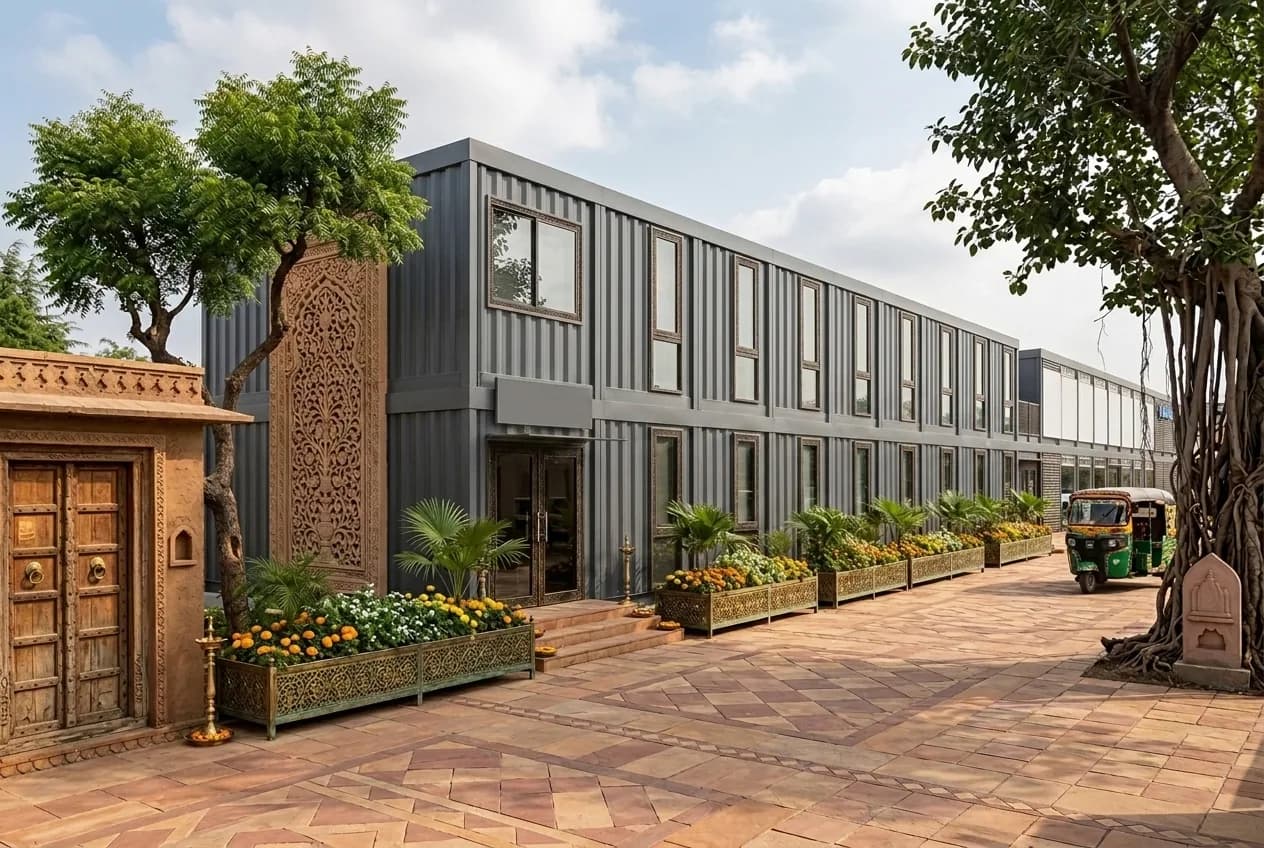 Multi-cabin site office complex at an infrastructure project