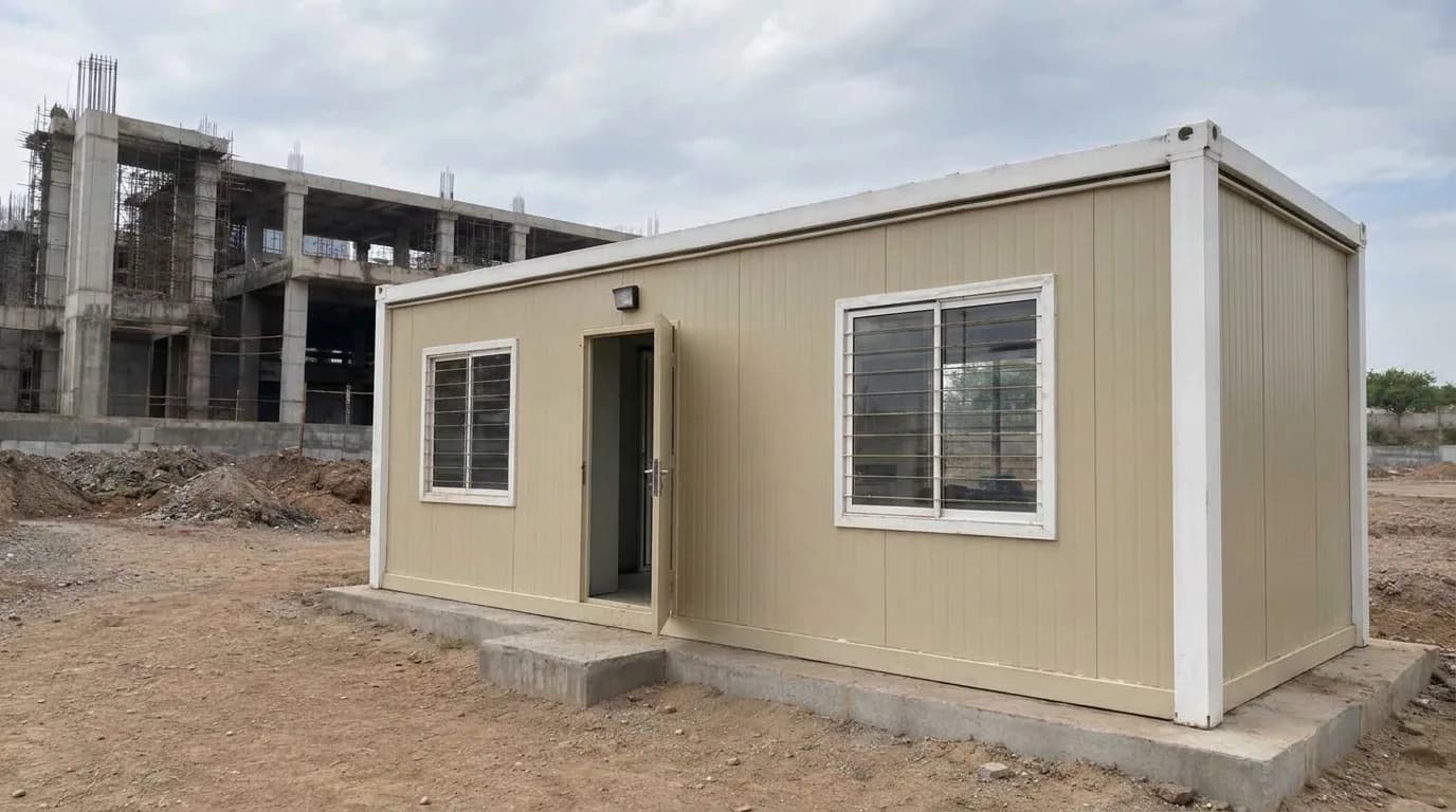 Technician carrying out an on-site maintenance visit for a rental portable cabin