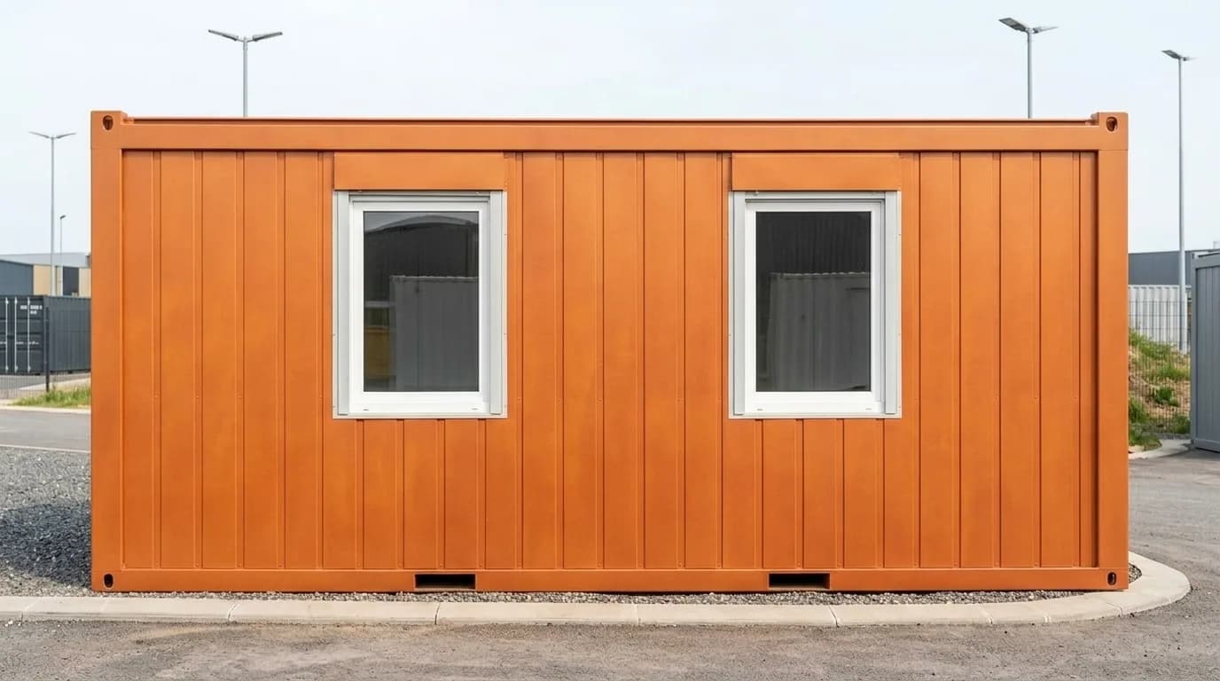 20 ft container office — side elevation with two windows, by Porta Cabin Systems
