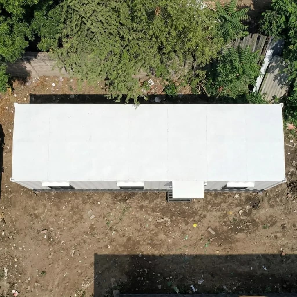 Aerial view of the 30 × 10 ft portable site office roof