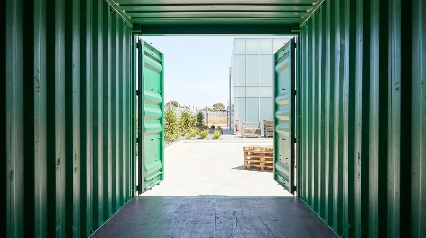 Interior of a 20 ft steel cargo container