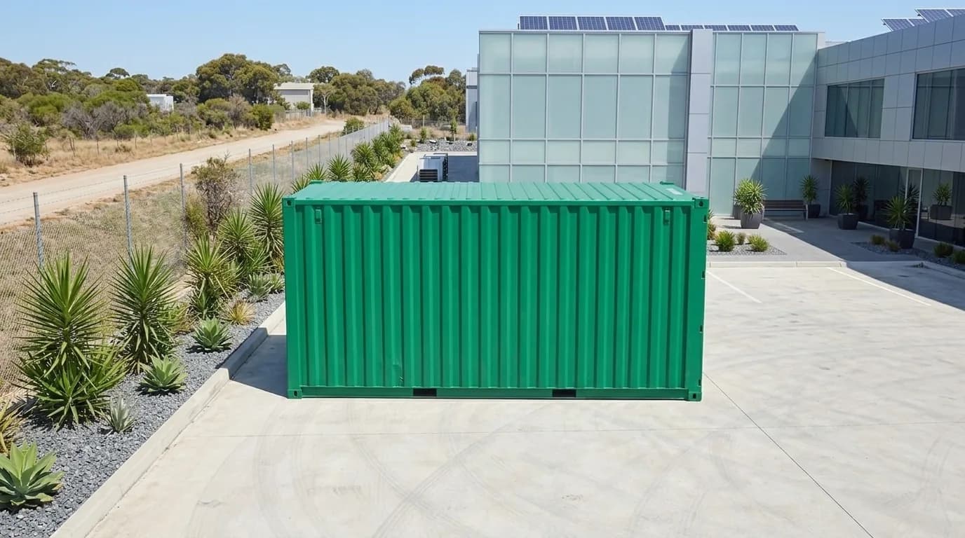 Roof and side view of a new 20 ft cargo container
