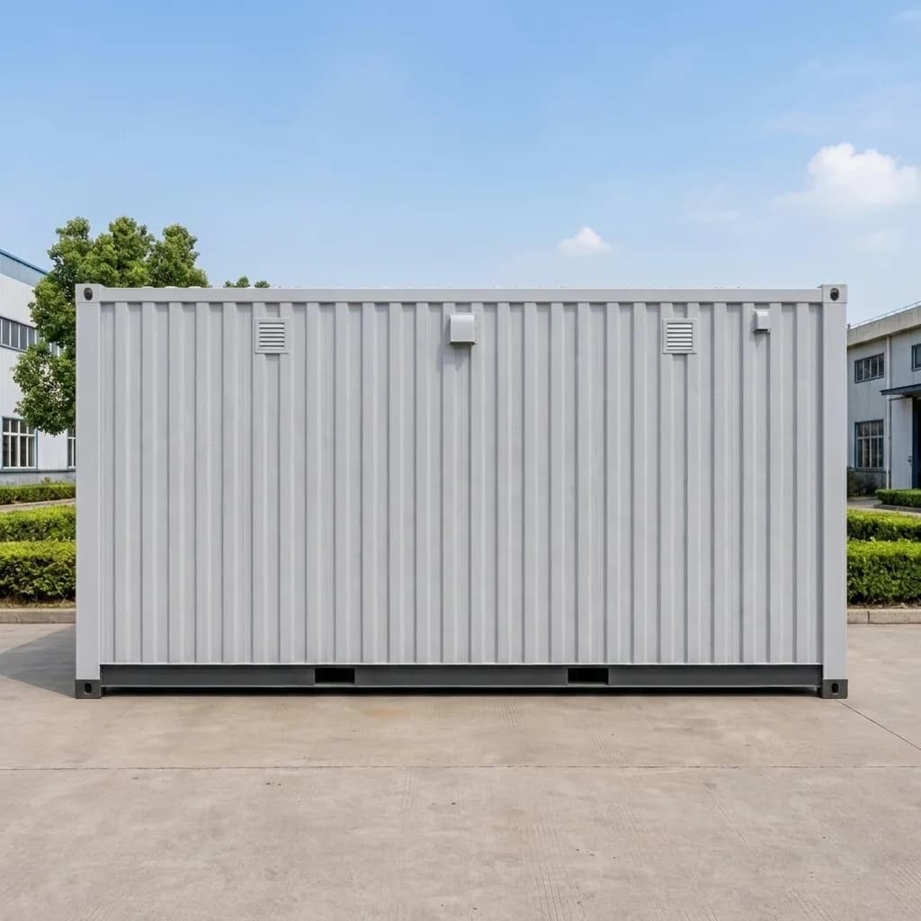 Rear elevation of the container shop with ventilation vents