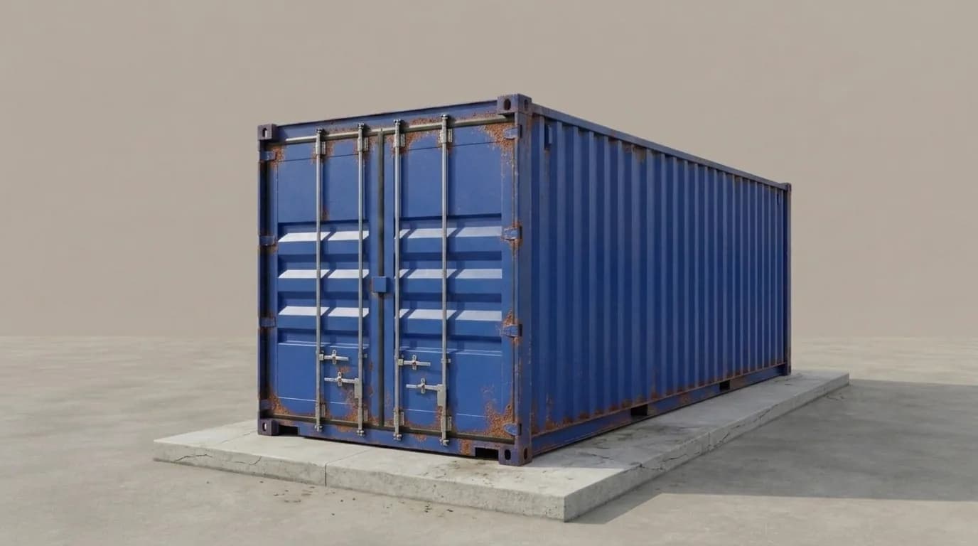 Used 20 ft cargo shipping container side and door view