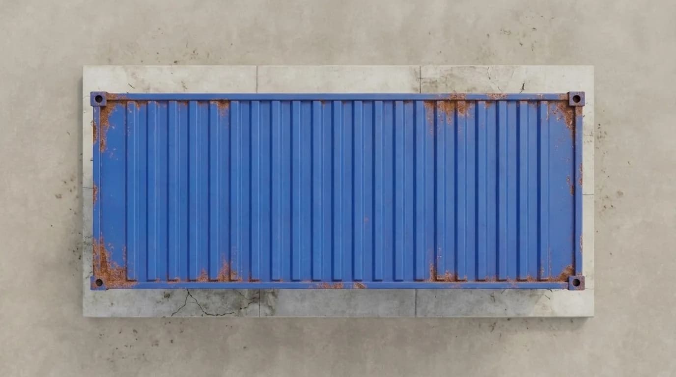 Top view of a 20 ft steel shipping container