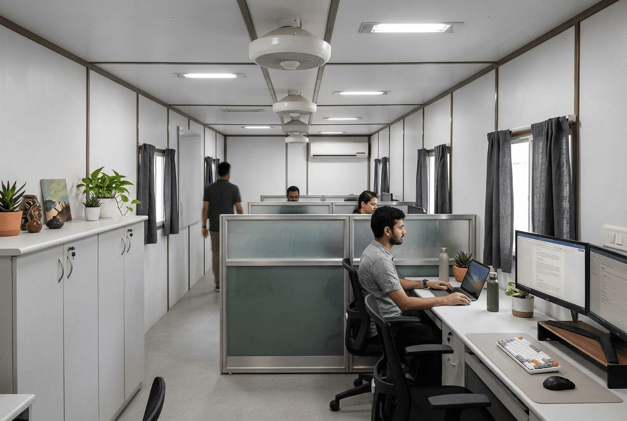 PUF panel office cabin interior staying cool without AC