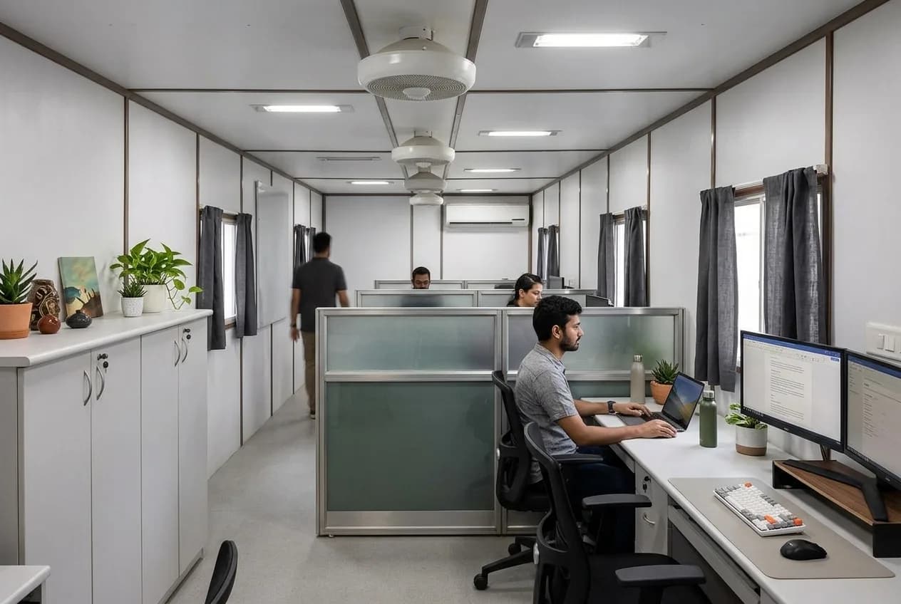 PUF panel office cabin interior staying cool without AC
