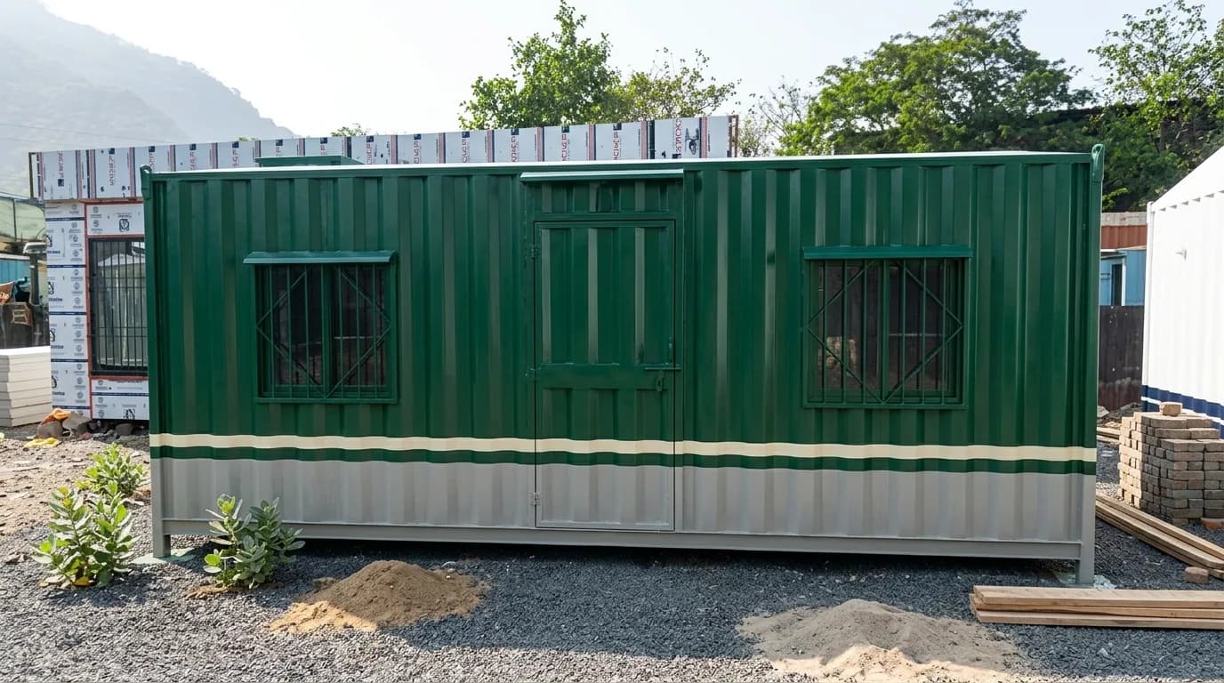 Refurbished and repainted second-hand portable cabin