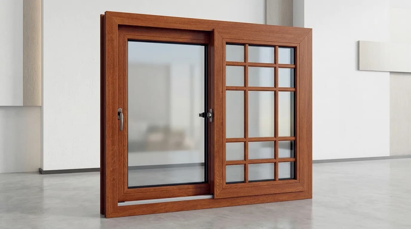 Woodgrain laminated uPVC door and window combination frame