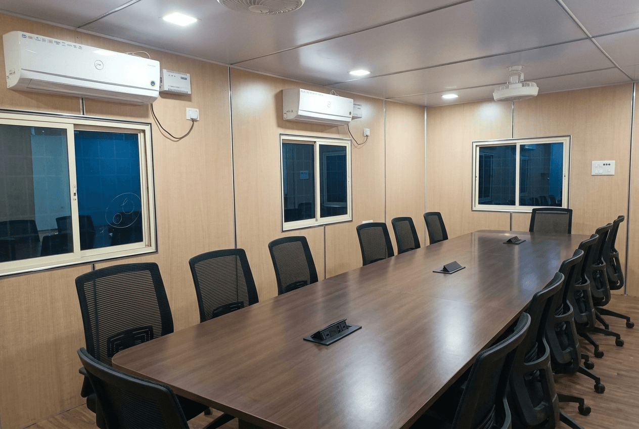 Conference room inside a large prefabricated project office