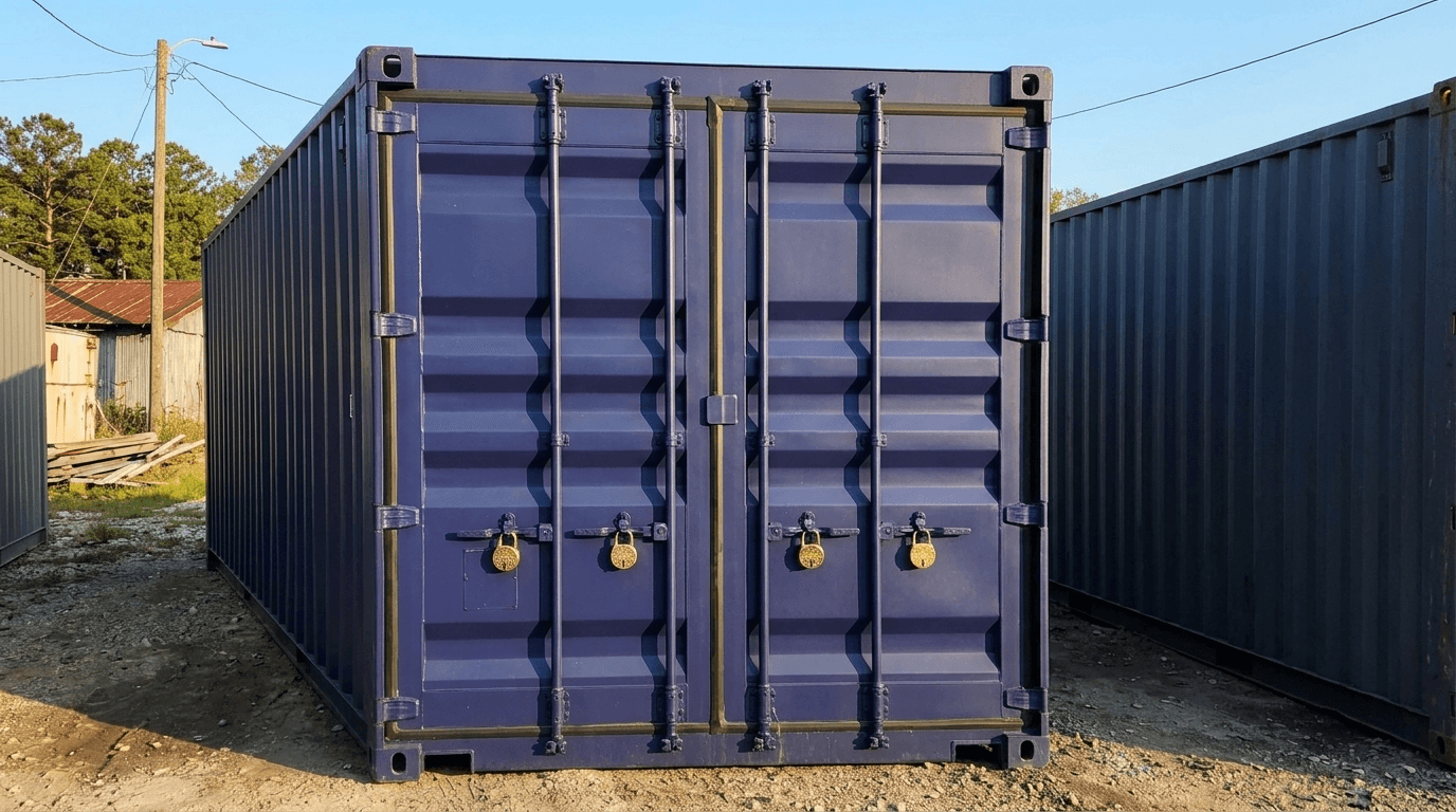 20ft storage container with lockbox and cargo doors by Porta Cabin Systems