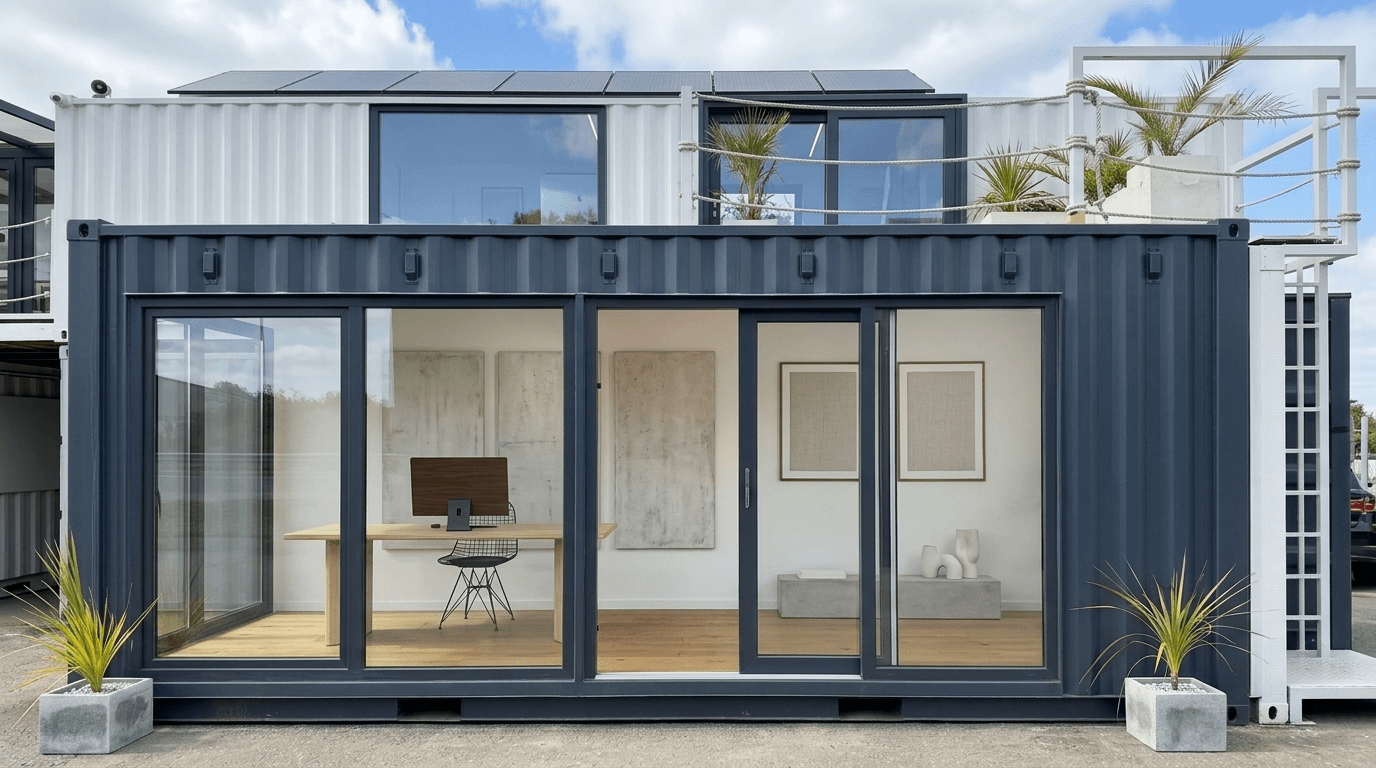 Converted 20ft shipping container office by Porta Cabin Systems