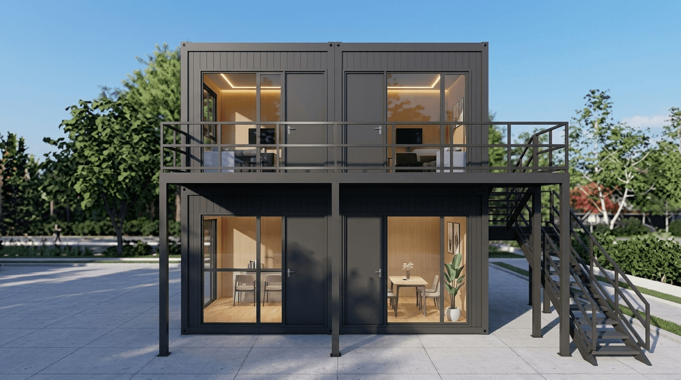 Customized container office with attached toilet and pantry
