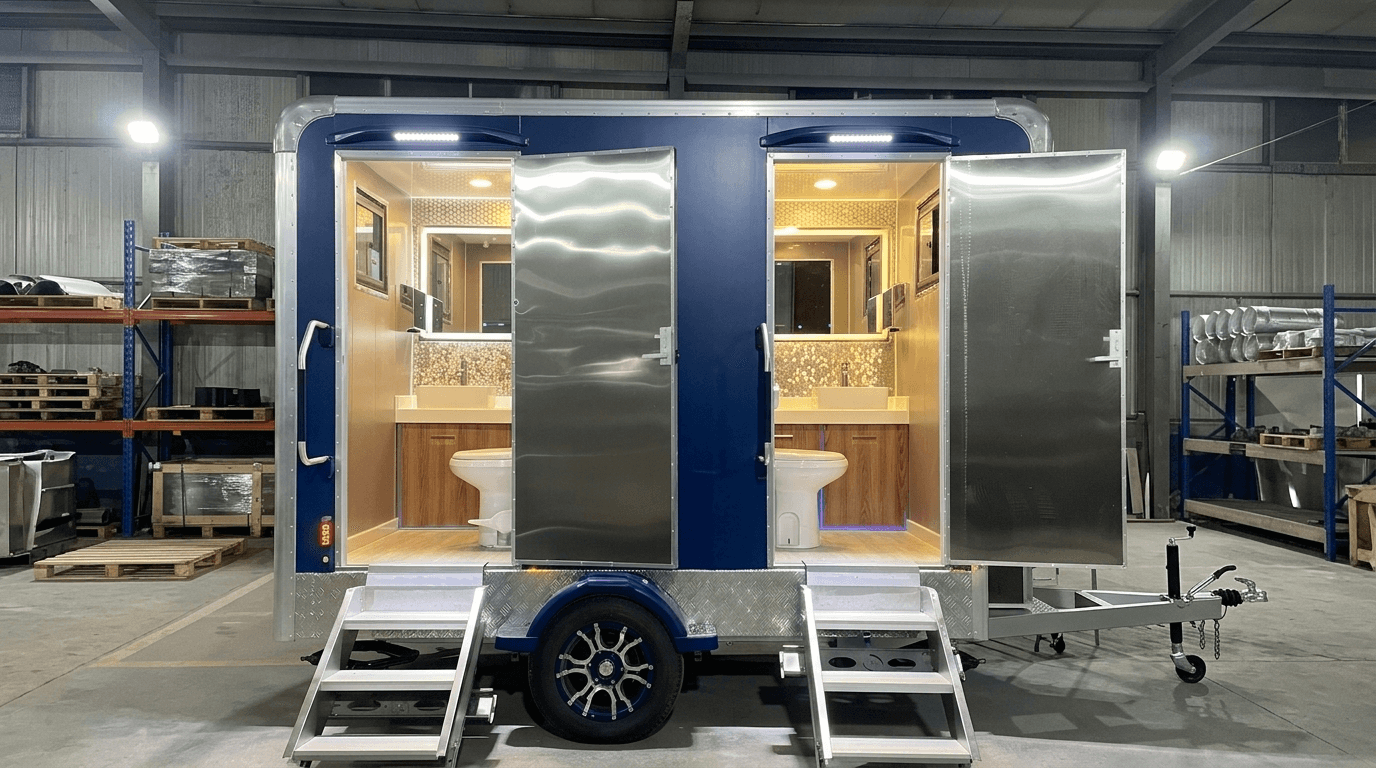 Portable luxury VIP washroom unit for weddings and corporate events