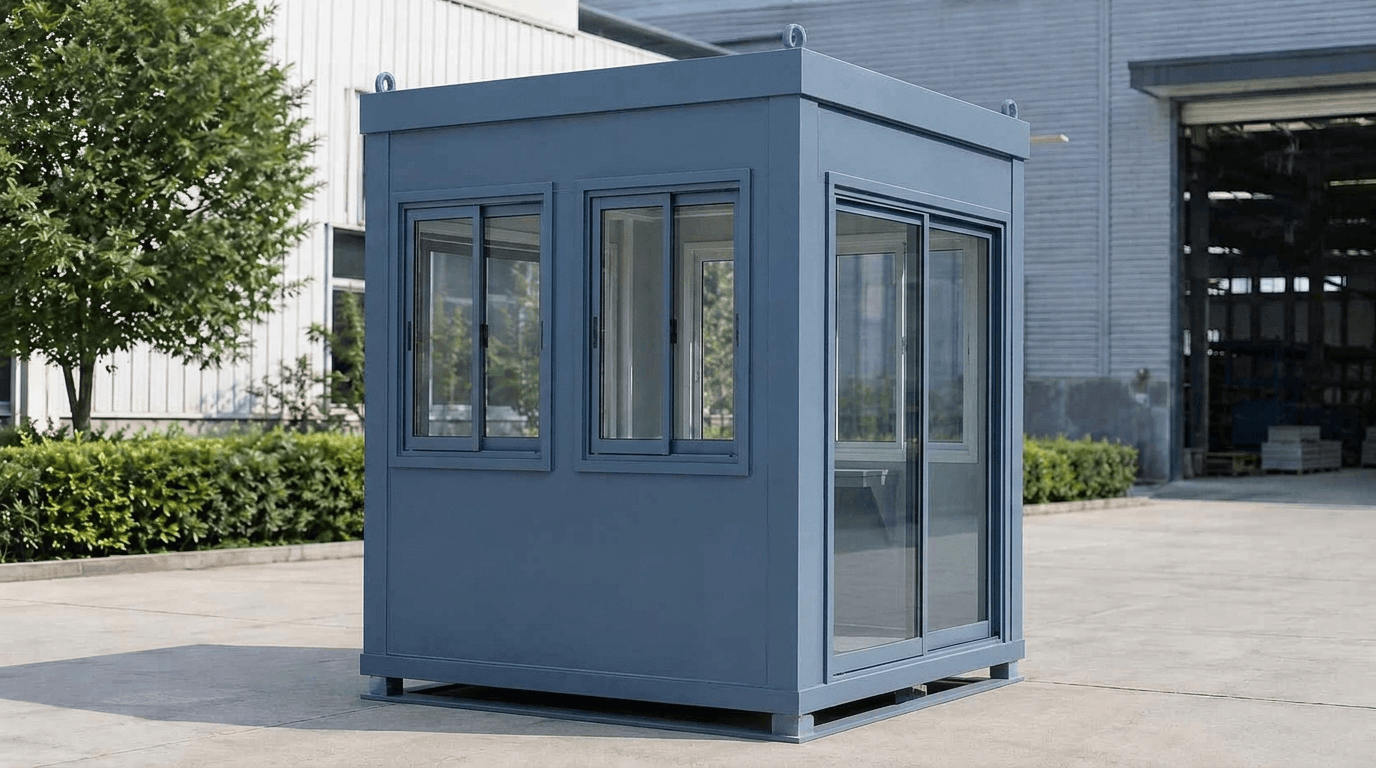 Portable security cabin with 360-degree visibility windows
