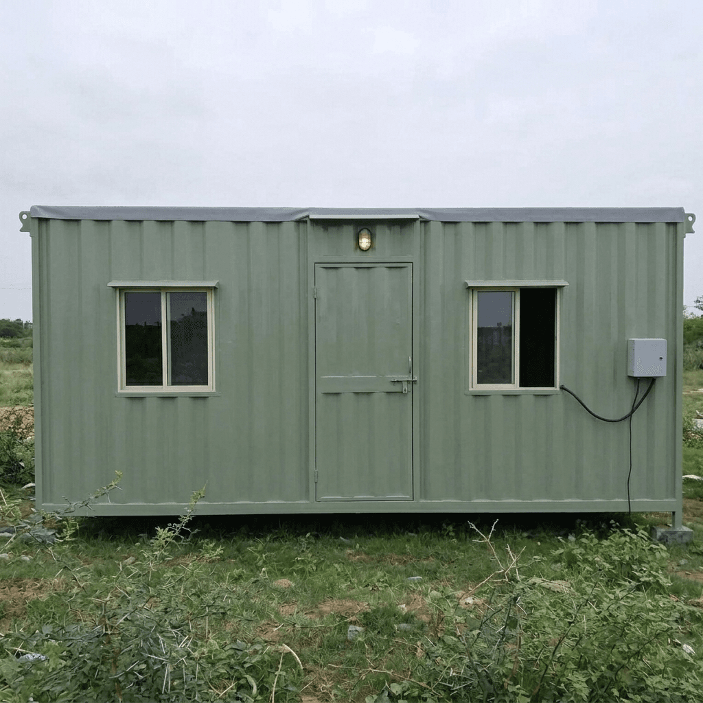 Custom-size portable site office cabin at a construction project