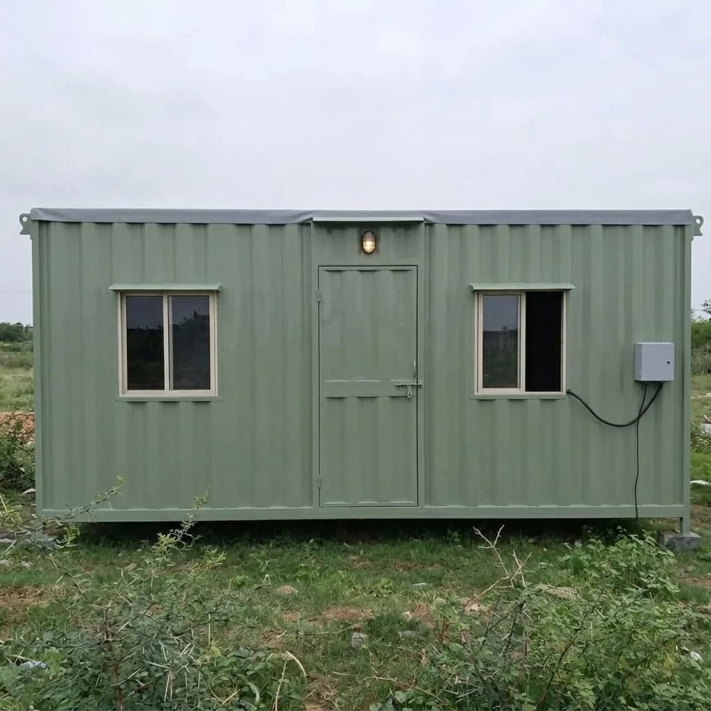 Custom-size portable site office cabin at a construction project
