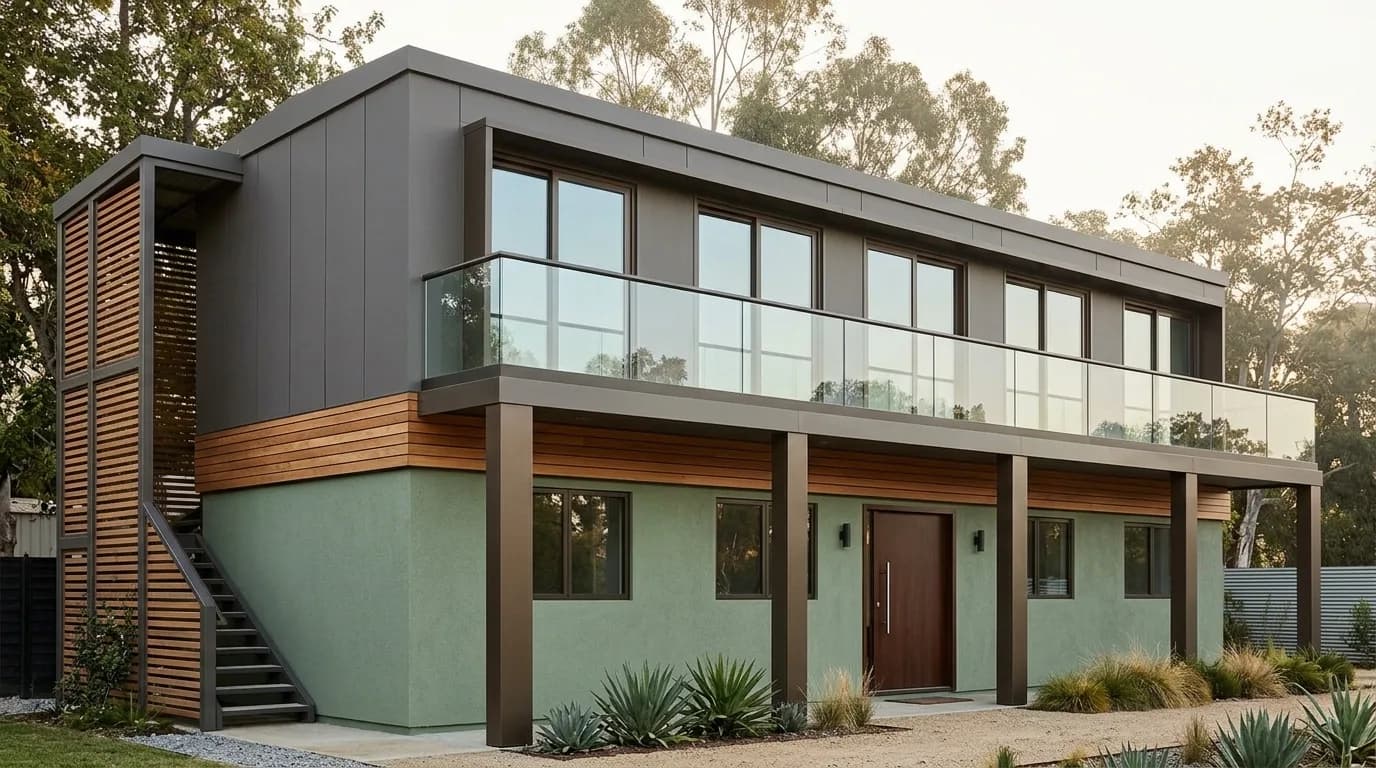 Double-storey modular office building assembled from prefab modules by Porta Cabin Systems
