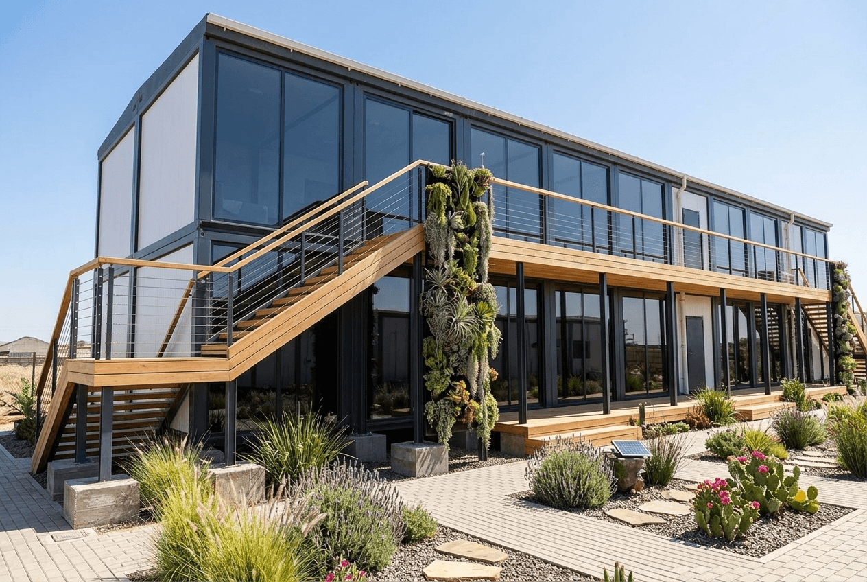 G+1 double-storey prefab site office with external staircase