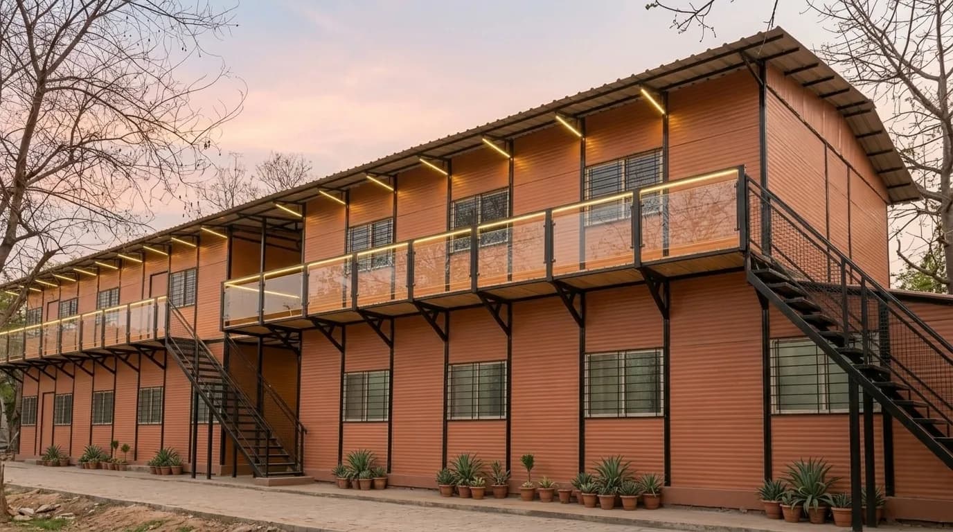 Actual Prefabricated Labour Colony G+1 project, 160 by 24 by 18 feet
