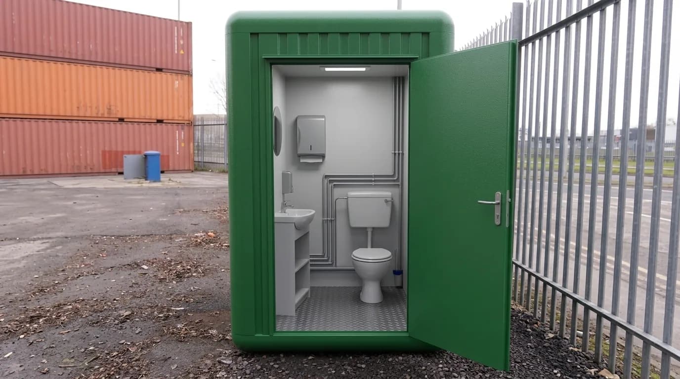 Interior of a western-style portable toilet with washbasin